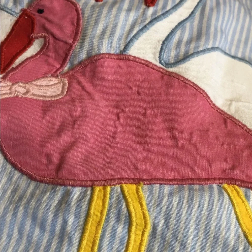Vintage Alyssa Blue White Striped Flamingo Dress